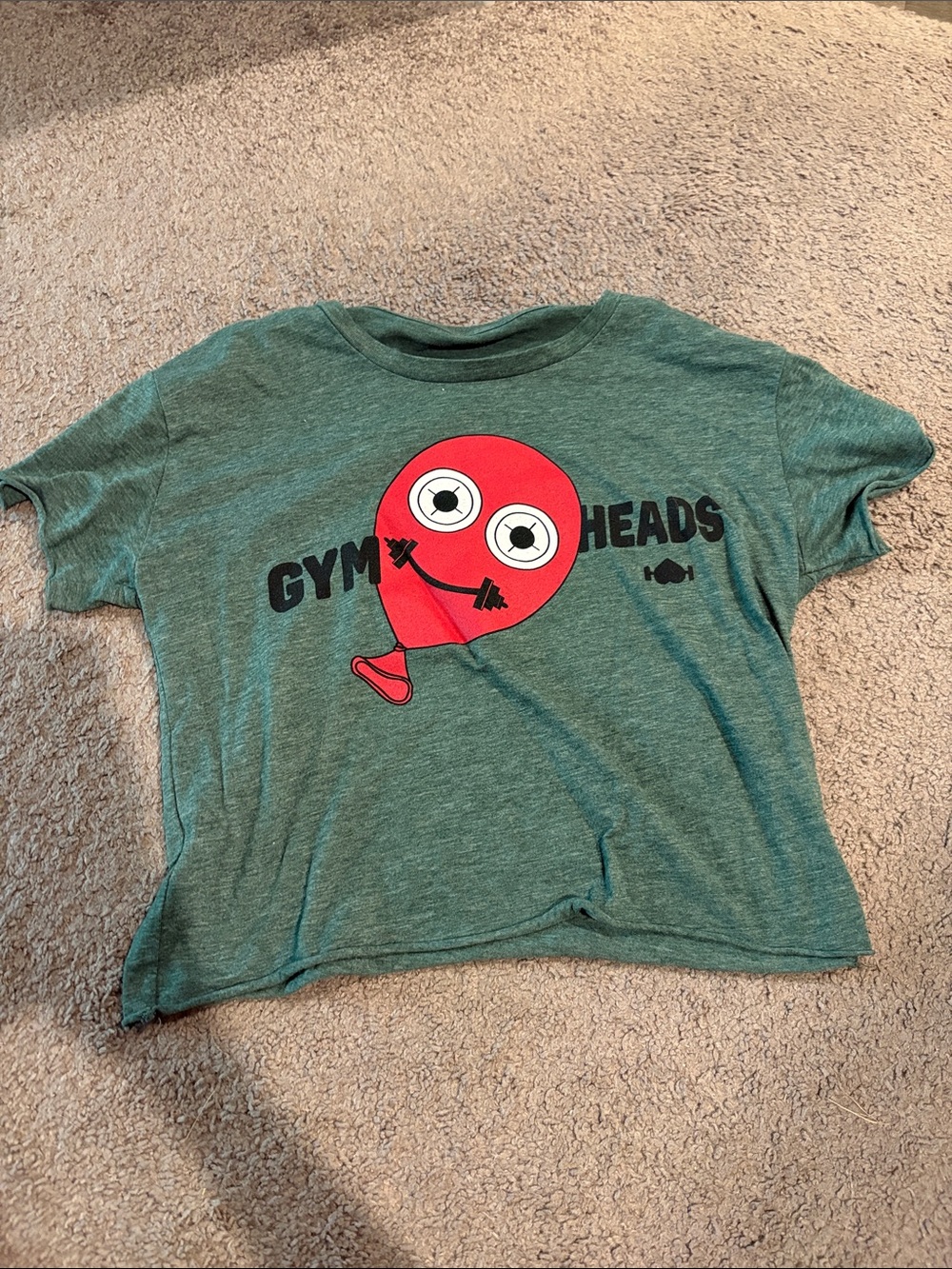 Gym Heads Green Crop Tee with Red Graphic
